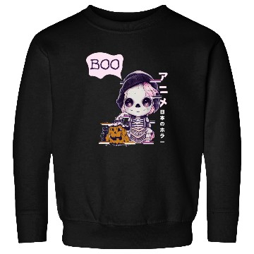 Discover Cute Skeleton Chibi Pumpkin Japanese Aesthetic Sweatshirts