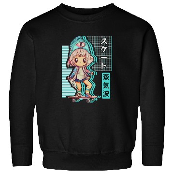 Discover Skater Chibi Anime Skateboard Japanese Vaporwave A Sweatshirts