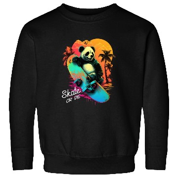 Discover Cool Retro Panda Skateboard Neon Gift Sweatshirts