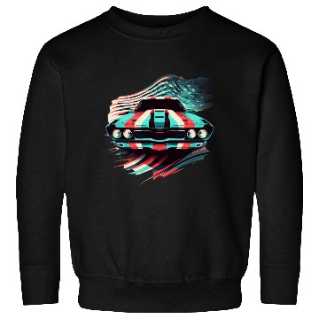 Discover Muscle car american flag backround Sweatshirts