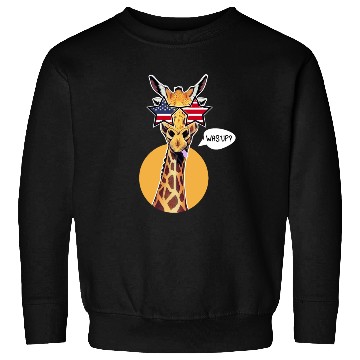Discover Funny What's Up Giraffe US Flag Sunglasses USA Sweatshirts