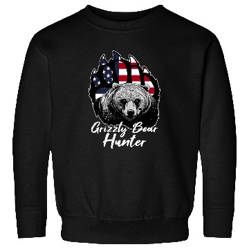 Discover US Flag Grizzly Bear Hunting Patriotic Hunters Sweatshirts