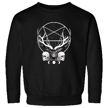 Discover Satanic Deer Pentagram Gothic Skull Evil Buck Sweatshirts