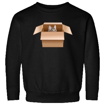Discover Tabby Kitten Peeking from Cardboard Box Sweatshirts