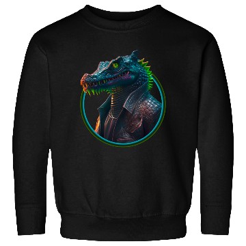 Discover Neon punk crocodile in leather jacket Sweatshirts