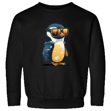 Discover Cute hand-drawn Penguin with sunglasses in snow Sweatshirts