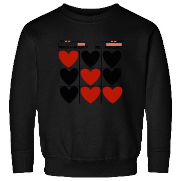 Discover Tic Tac Toe Red Heart vs. Black Heart Sweatshirts
