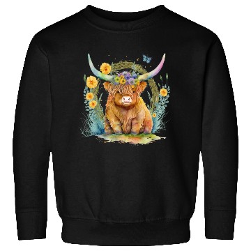 Discover Highland Cow With Colorful Flowers Sweatshirts