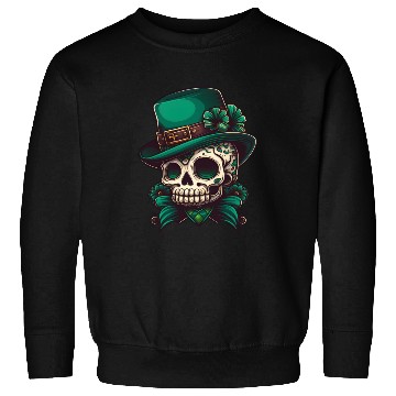 Discover Sugar Skull Wearing A Hat St. Patrick's Day Design Sweatshirts