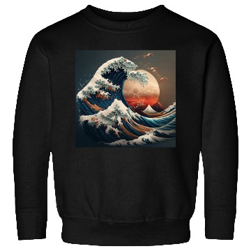 Discover Great Wave Retro sunset Japanese art Sweatshirts