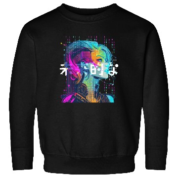 Discover Binary Cyberpop Girl Japanese Futurism Aesthetic Sweatshirts