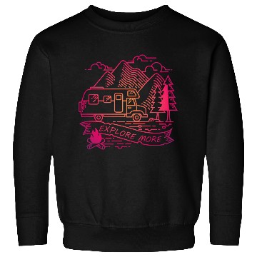 Discover Explore More Pink Camper Van Nature Adventure Sweatshirts
