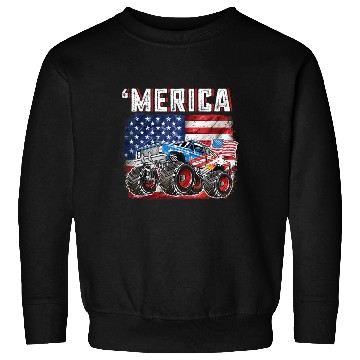 Discover Monster Truck USA Merica Men Boys 4th of July Sweatshirts