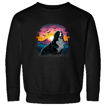 Discover Bernese Mountain Dog with Mountain Sunrise view Sweatshirts