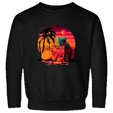 Discover Funny Cat Drinking Cocktail Cat Lover Sweatshirts
