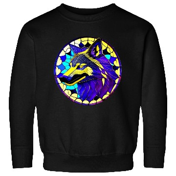 Discover Moonlit Majesty The Art of Stained Glass Wolves Sweatshirts