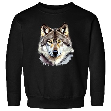 Discover Watercolor Grey Wolf Portrait Sweatshirts
