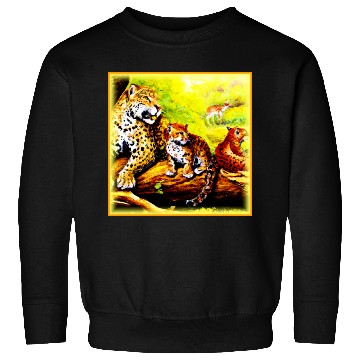 Discover Jaguar Mom and Cubs Relaxing in Jungle. Buy Now Sweatshirts