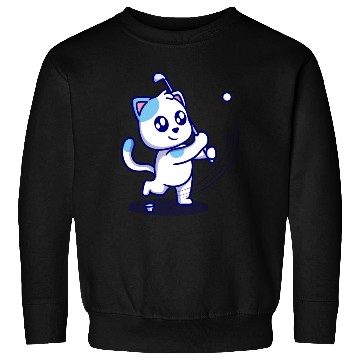 Discover Cute cat playing golf cartoon icon illustration Sweatshirts