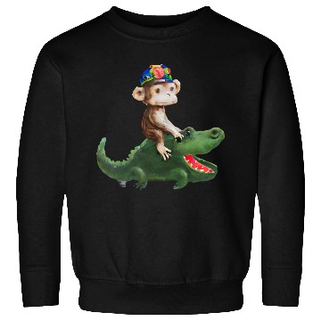 Discover Funny monkey on crocodile design Sweatshirts