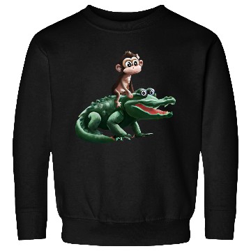 Discover Funny monkey on crocodile design Sweatshirts
