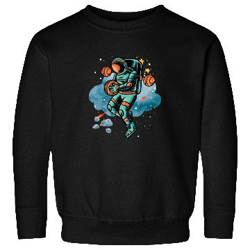 Discover Blue and Orange Illustrated Astronaut Galaxy Sweatshirts
