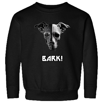 Discover Bark! Dog Skull, Skully Doggy, Heavy Metal Dog Sweatshirts