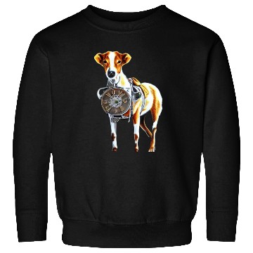 Discover Brown White Greyhound Dog With Old Looking Clock Sweatshirts