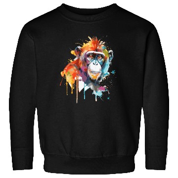 Discover Watercolor Monkey Colorful Wildlife Animal Lover Sweatshirts