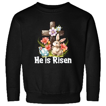 Discover He Is Risen Cute Bunny Christianity Cross Sweatshirts