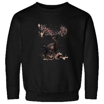 Discover Deer Cherry blossoms Sakura tree Sumie Sweatshirts
