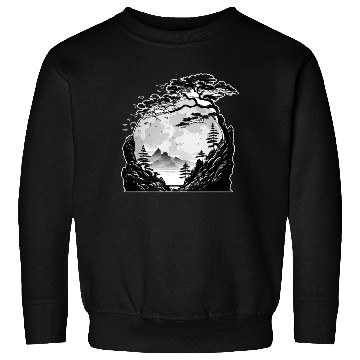 Discover Japanese Mountain Landscape Gothic Full Moon Fores Sweatshirts