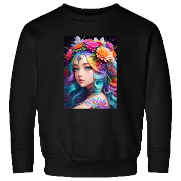 Discover Spring Girl with a bouqet of flowers garland #8 Sweatshirts