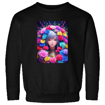 Discover Spring Girl with a bouqet of flowers garland #13 Sweatshirts