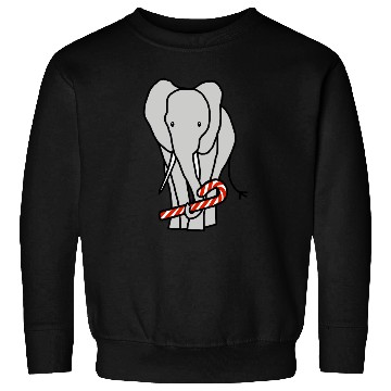 Discover Christmas Elephant Holding Candy Cane Sweatshirts