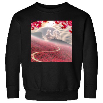 Discover Misty Mountain Cherry Blossom Landscape Sweatshirts