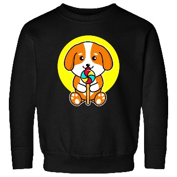 Discover Cute Dog Eating Candy Pet Lover Sweatshirts