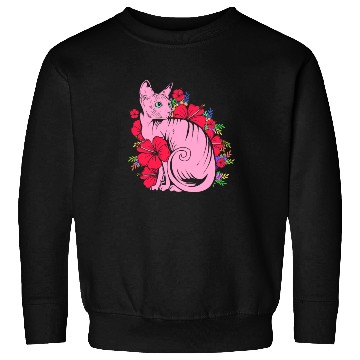 Discover Cat Owner Pet Kitten Sphynx Cat With Flowers Sweatshirts