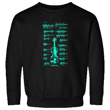 Discover Teal Neon Da Vinci violin blueprint Sweatshirts