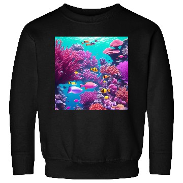 Discover Viral magenta coral reef with tropical fish Sweatshirts