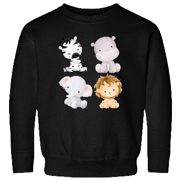 Discover Baby Zebra, Hippo, Elephant, Lion Sweatshirts