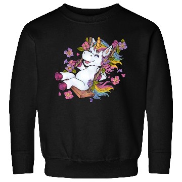 Discover Cute unicorn on swing Flowers Spring gift children Sweatshirts