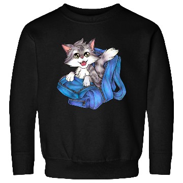 Discover Cute cat in satchel backpack school Sweatshirts