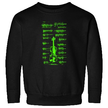 Discover Green Da Vinci Violin Instrument Blueprint Sweatshirts