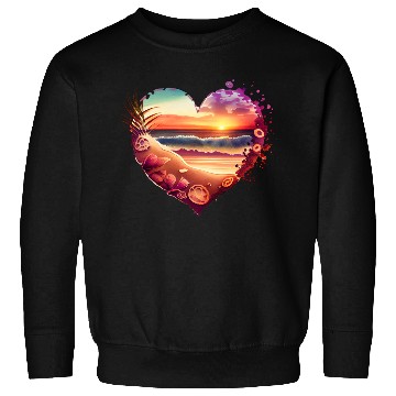 Discover Retro Beach Heart Sunset Watercolor Sweatshirts