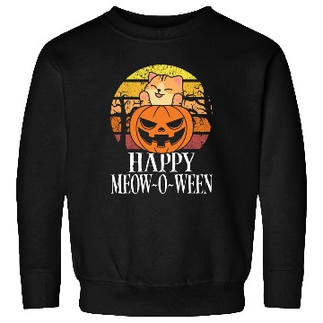 Discover Happy Meow O Ween Funny Cat Lover Sweatshirts