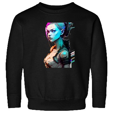Discover High Tech Style Illustration of a Cyberpunk Girl Sweatshirts