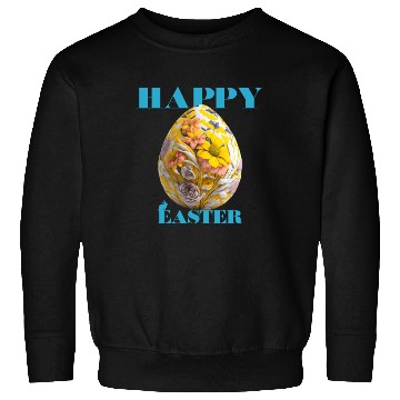 Discover Happy Easter Egg Design with Floral Elements Sweatshirts