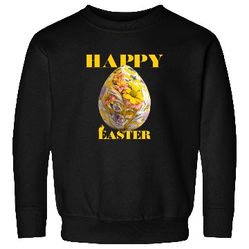 Discover Happy Easter Egg Design with Floral Elements Sweatshirts