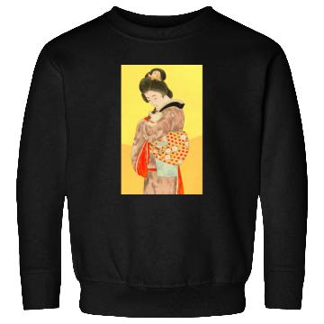 Discover Geisha in Kimono with Cat Retro art Sweatshirts